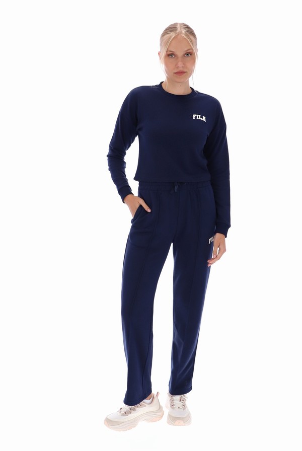 Blue Fila Monique Cropped Women Sweatshirts | 6513NHSLB