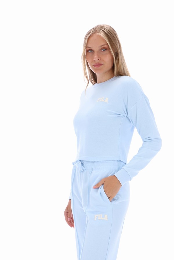 Blue Fila Monique Cropped Women Sweatshirts | 1498NYHVB