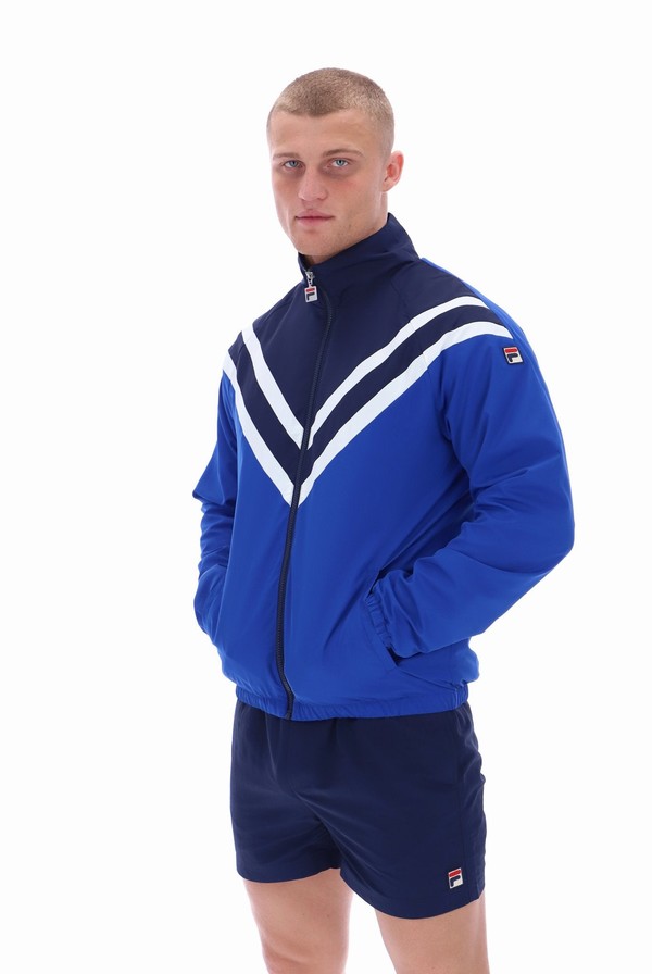 Blue Fila Nick Cut And Sew Panelled Men Track Top | 7234YLJCA