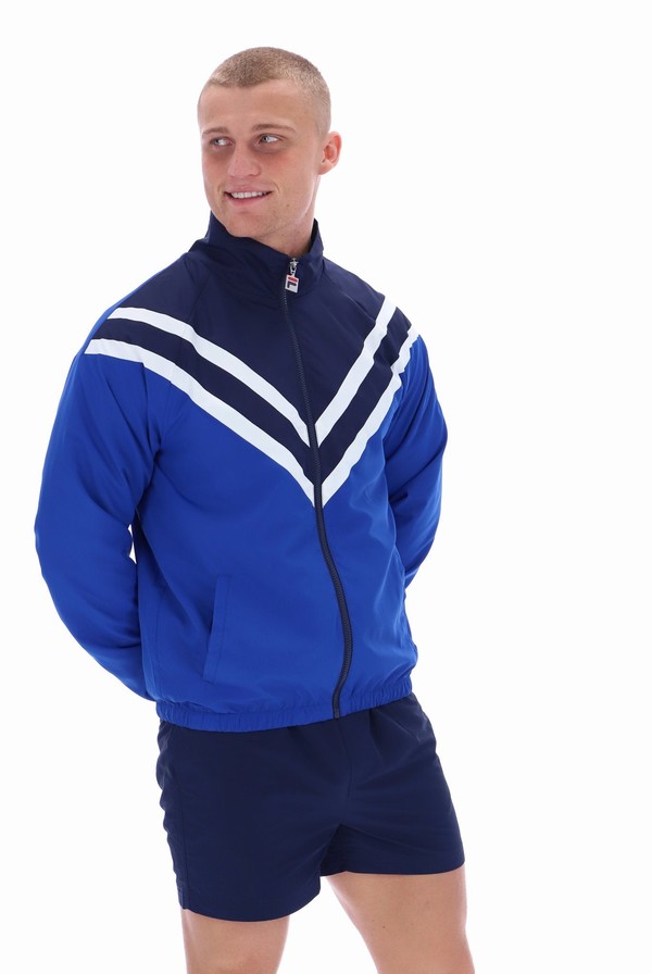 Blue Fila Nick Cut And Sew Panelled Men Track Top | 7234YLJCA