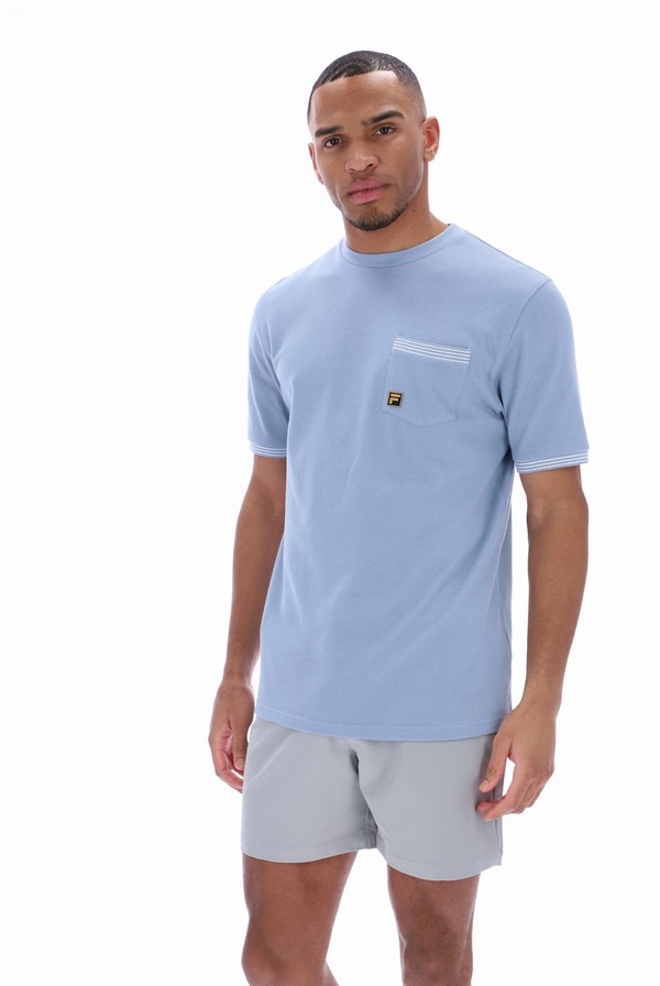 Blue Fila Otto Pocket Men T-shirts | 2814NFGRY