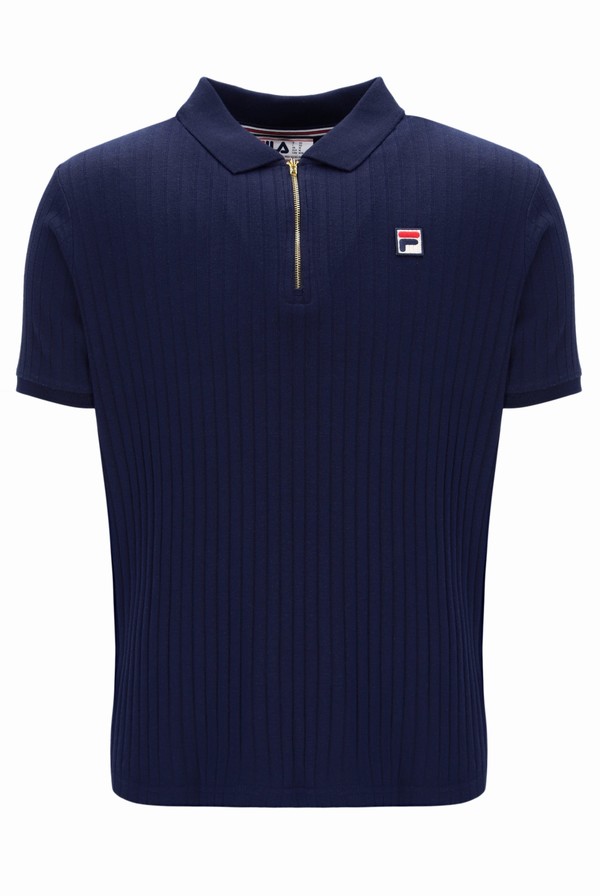 Blue Fila Pannuci Slim Fit Men Polo Shirts | 6150KLNBE