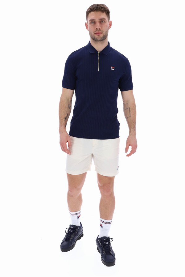 Blue Fila Pannuci Slim Fit Men Polo Shirts | 6150KLNBE