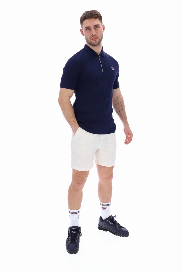 Blue Fila Pannuci Slim Fit Men Polo Shirts | 6150KLNBE