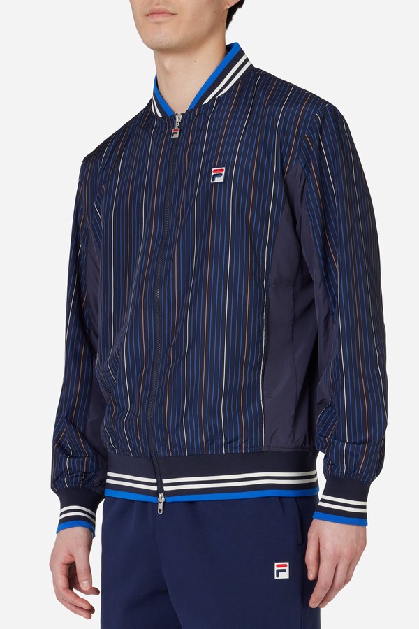 Blue Fila Pinstripe Woven Settanta Men Jackets | 4751ZRMGO