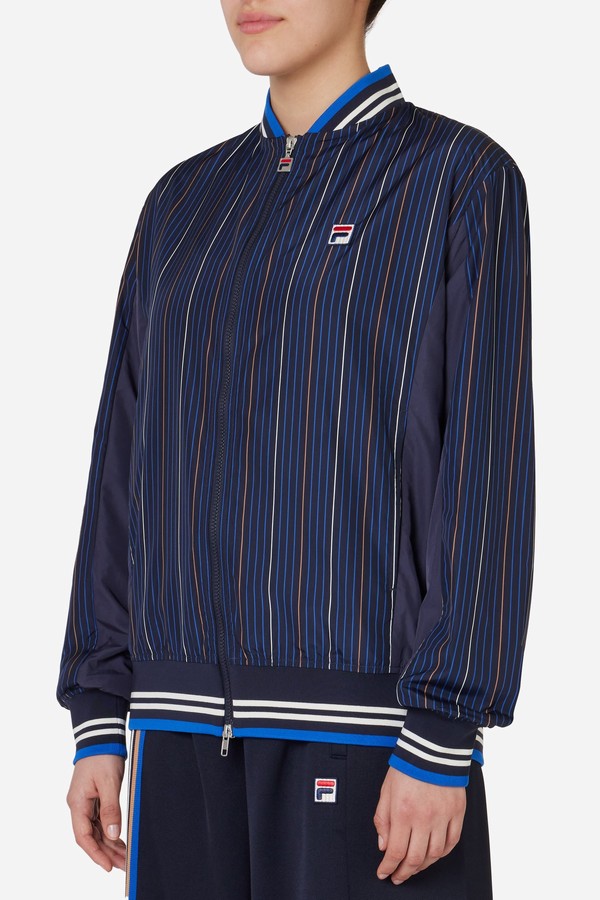 Blue Fila Pinstripe Woven Settanta Men Jackets | 4751ZRMGO