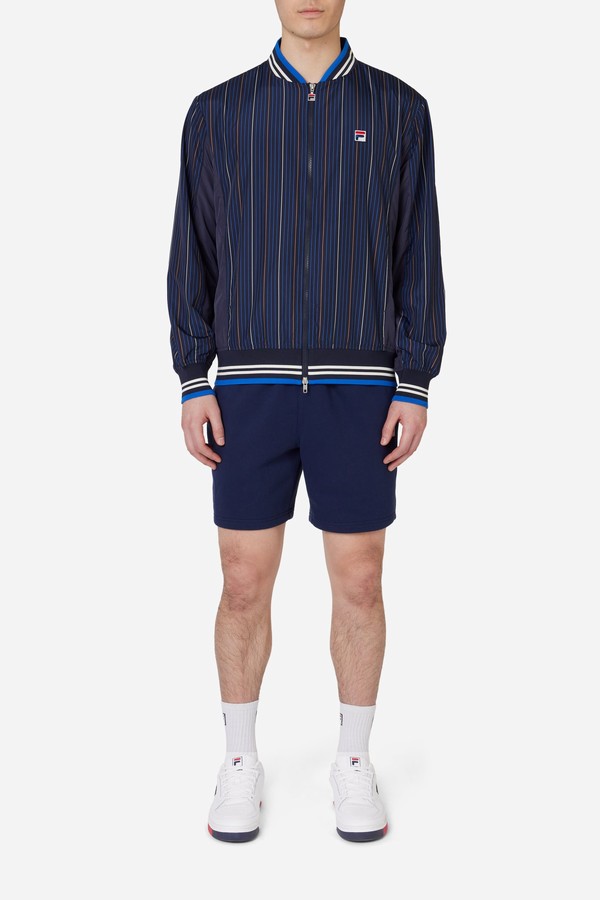 Blue Fila Pinstripe Woven Settanta Men Track Top | 2167MNIPH