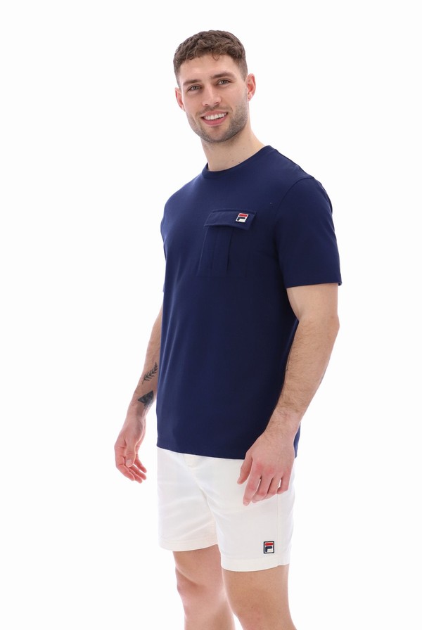 Blue Fila Riggs Pocket Men T-shirts | 5389IAZQY