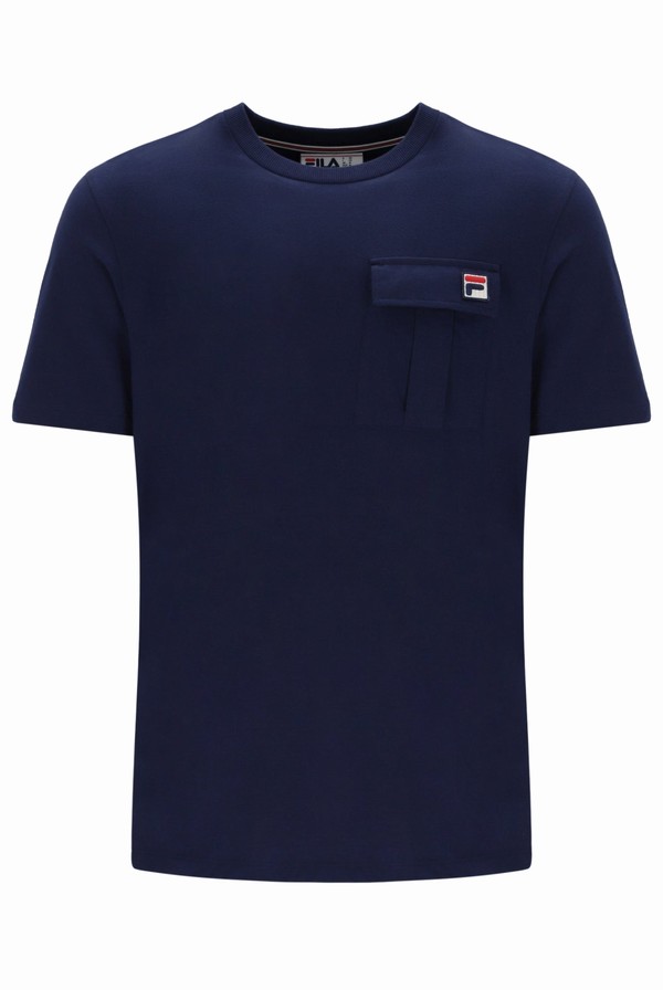 Blue Fila Riggs Pocket Men T-shirts | 5389IAZQY