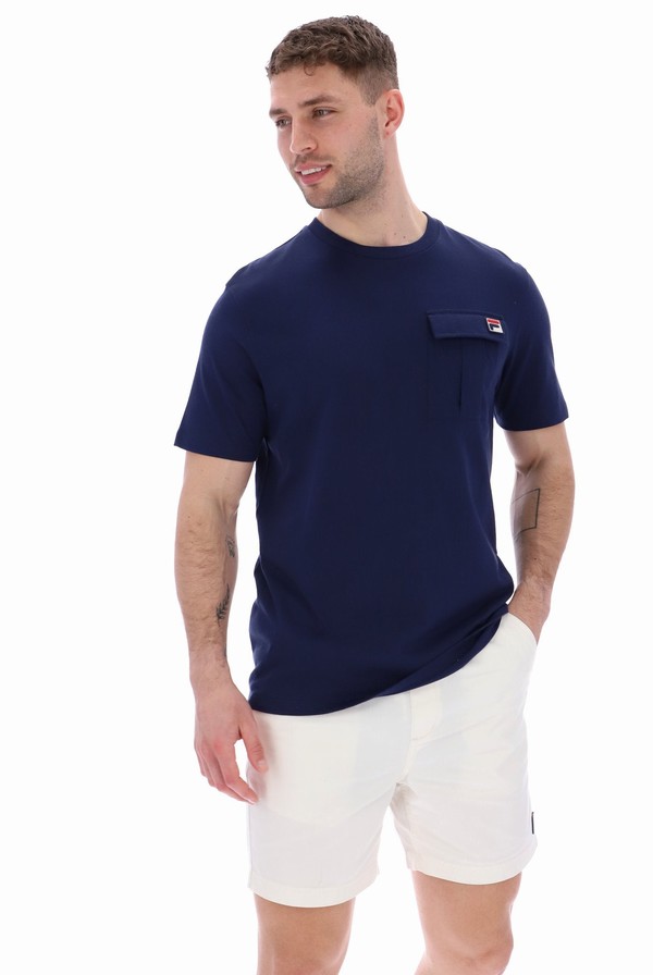 Blue Fila Riggs Pocket Men T-shirts | 5389IAZQY