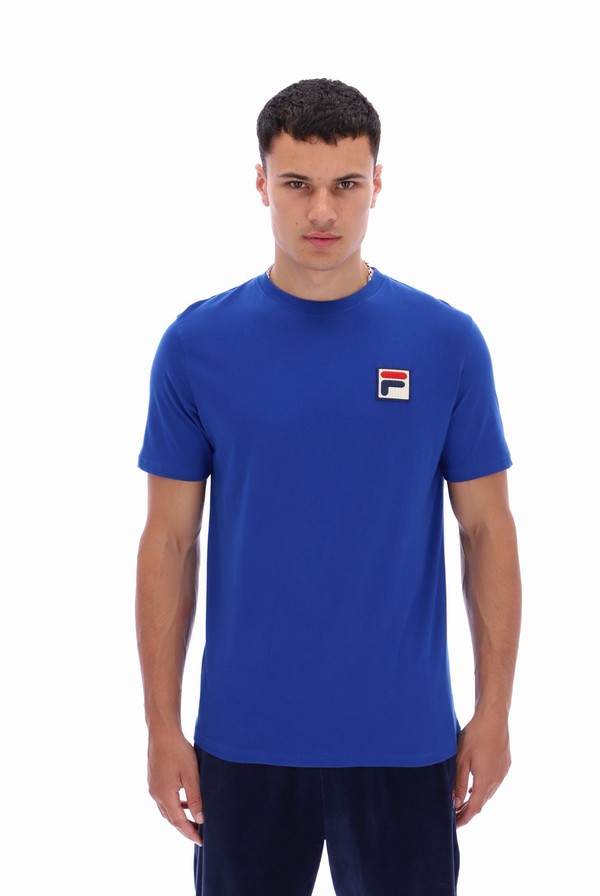 Blue Fila Rogan Large Logo Men T-shirts | 3765VHLBZ