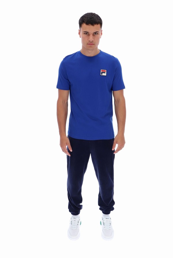 Blue Fila Rogan Large Logo Men T-shirts | 3765VHLBZ