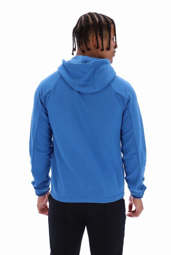 Blue Fila Seppi Pinstripe Print Back Men Hoodie | 5379IMCVP