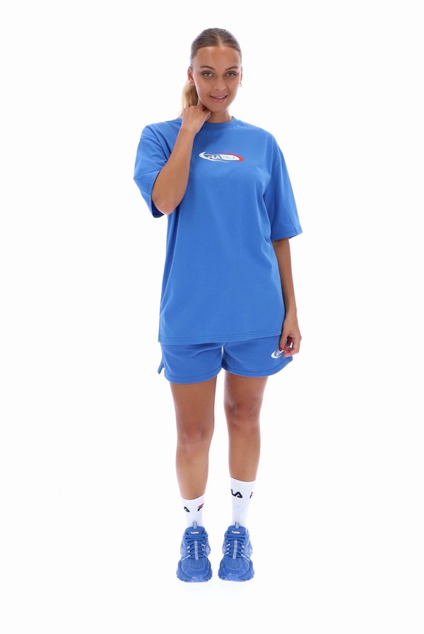 Blue Fila TALA Oversized  Women T-shirts | 4597DEMFP