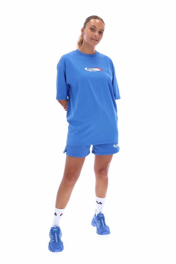 Blue Fila TALA Oversized  Women T-shirts | 4597DEMFP