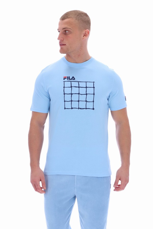 Blue Fila Tanner Front Graphic Men T-shirts | 0814MFPZI