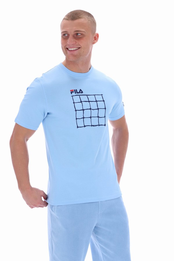 Blue Fila Tanner Front Graphic Men T-shirts | 0814MFPZI