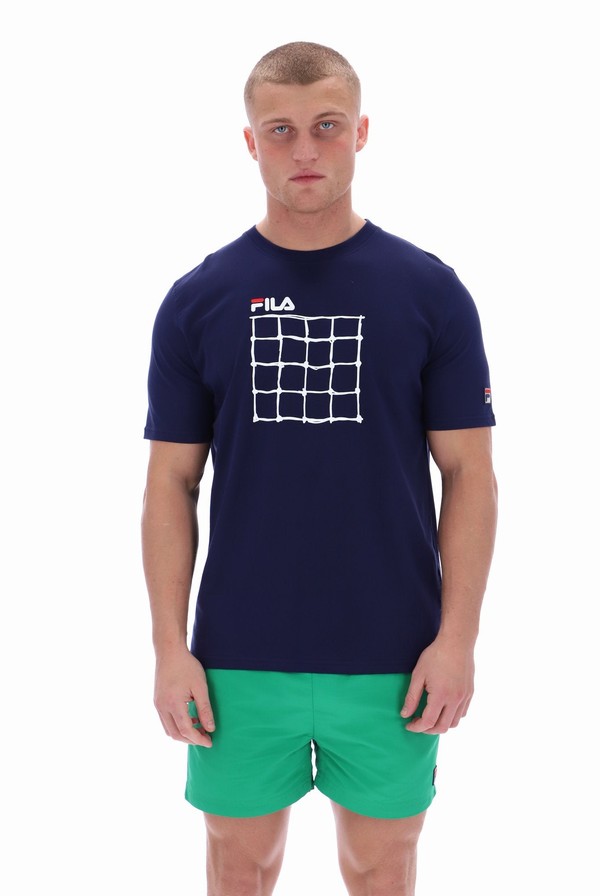 Blue Fila Tanner Front Graphic Men T-shirts | 6021OTXFK