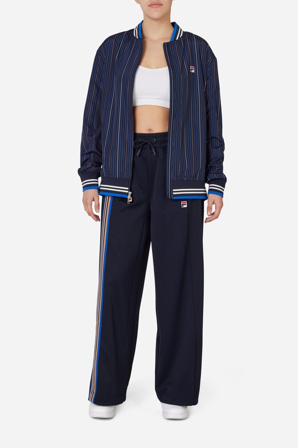 Blue Fila Tape Detail Flared Women Bottoms | 1430CXNER