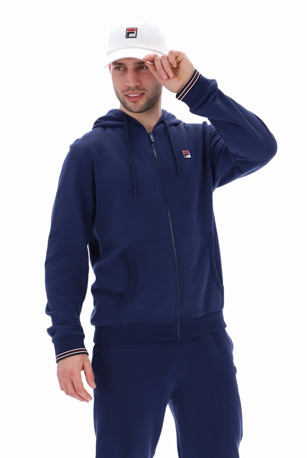 Blue Fila Tenconi Zip Up Men Hoodie | 9136WOMDJ