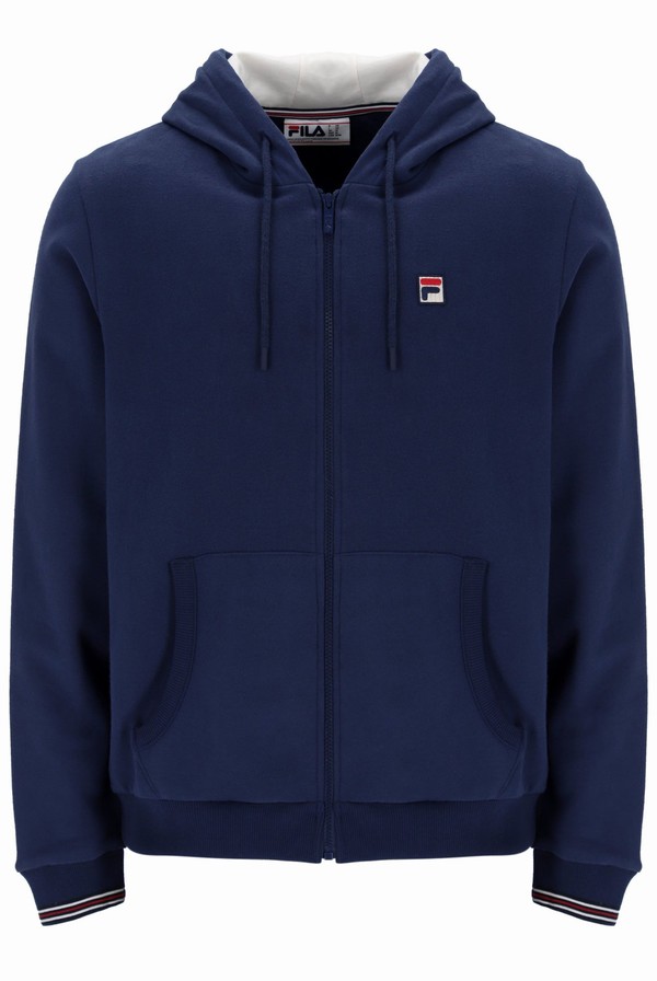 Blue Fila Tenconi Zip Up Men Hoodie | 9136WOMDJ