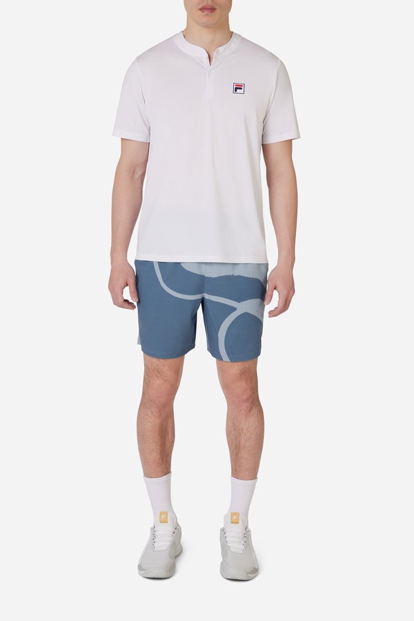 Blue Fila Tennis Essentials Printed Men Shorts | 6943BTESU