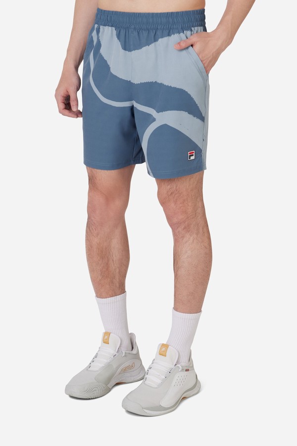 Blue Fila Tennis Essentials Printed Men Shorts | 6943BTESU