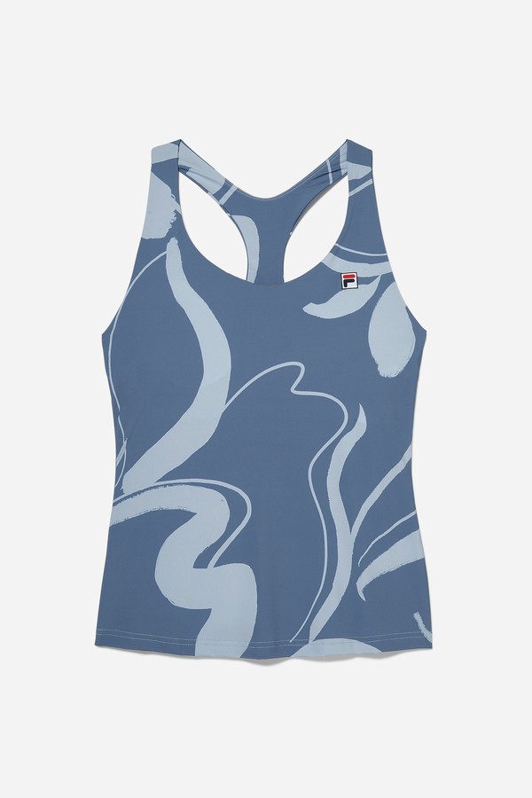 Blue Fila Tennis Racerback Women Tops | 6084UNWLQ