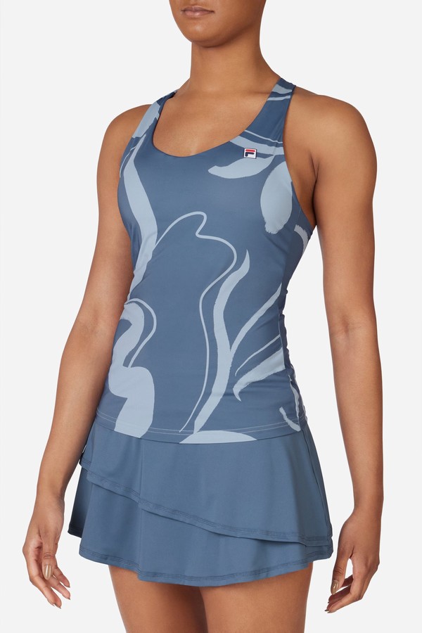 Blue Fila Tennis Racerback Women Tops | 6084UNWLQ