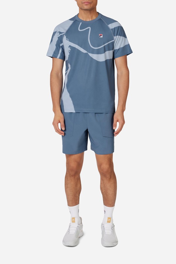 Blue Fila Tennis Woven Court Men Shorts | 6458GCJLS