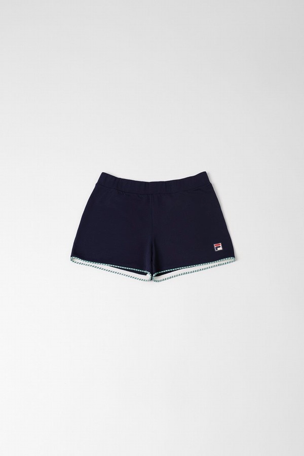 Blue / White Fila Braided Women Shorts | 8532NFRLP