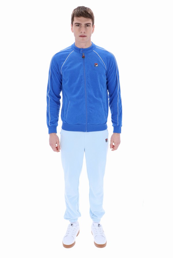 Blue / White Fila Grasso Towelling Men Jackets | 5102PJILN