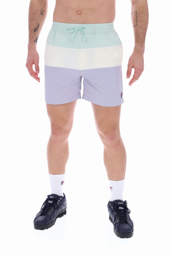 Blue / White / Purple Fila Alexi Colour Block Men Swim Shorts | 3719RUEJN