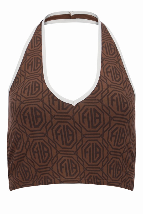 Brown Fila Jamila Halter Neck Women Co-ords | 3502GPFSA