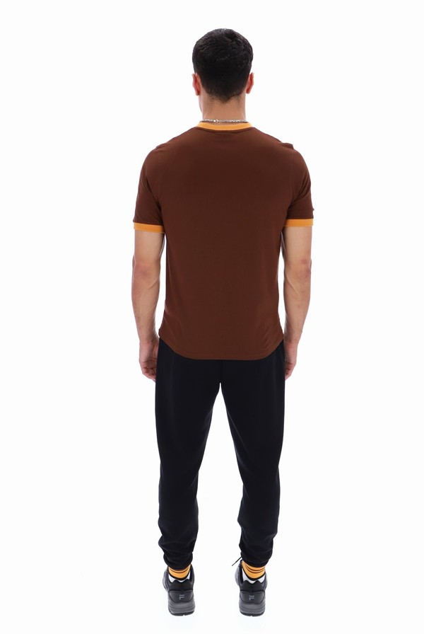 Brown Fila Marconi Essential Ringer Men T-shirts | 1605AGXNR