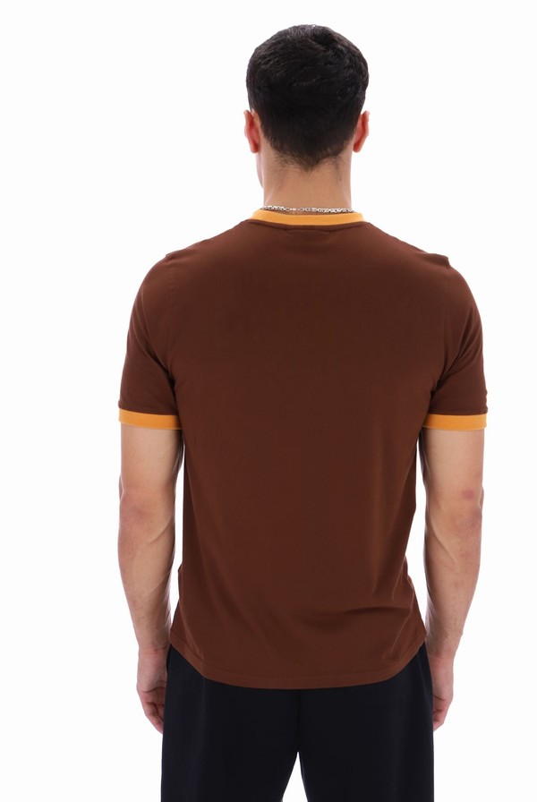 Brown Fila Marconi Essential Ringer Men T-shirts | 1605AGXNR