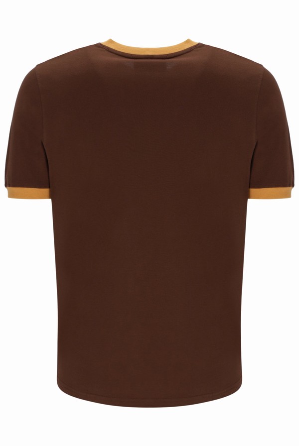 Brown Fila Marconi Essential Ringer Men T-shirts | 1605AGXNR