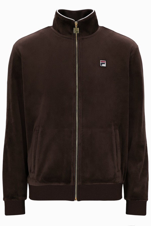 Brown / Grey Fila Irving Velour Men Track Top | 8750EAYJK