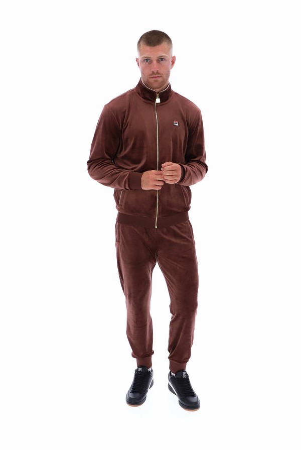 Brown / Grey Fila Irving Velour Men Tracksuits | 7905HYUAO