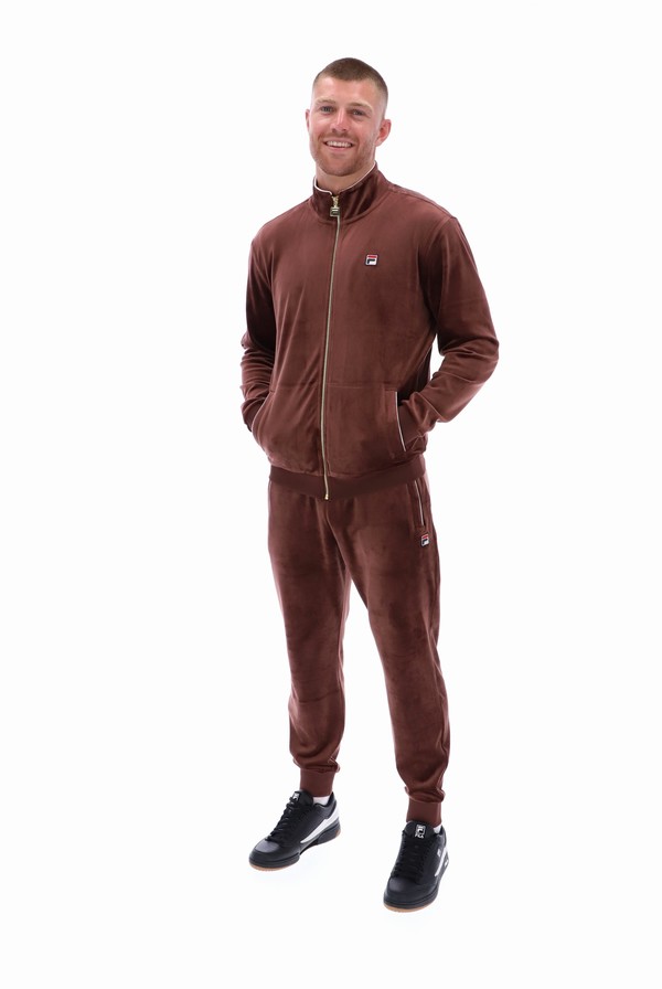 Brown / Grey Fila Irving Velour Men Tracksuits | 7905HYUAO