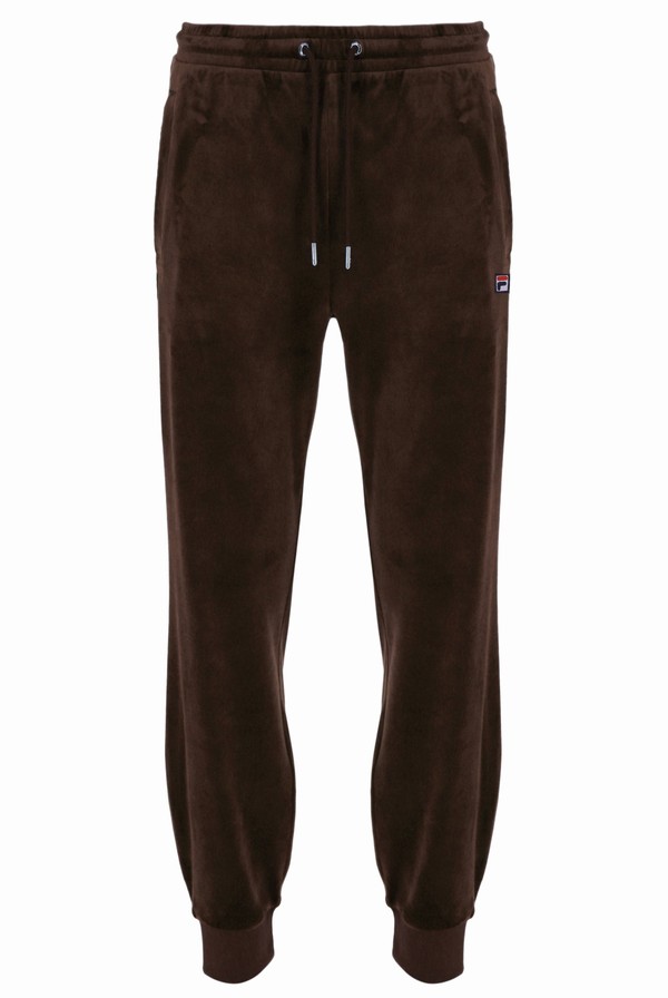 Brown / Grey Fila Lir Velour Men Bottoms | 3109EGHKQ