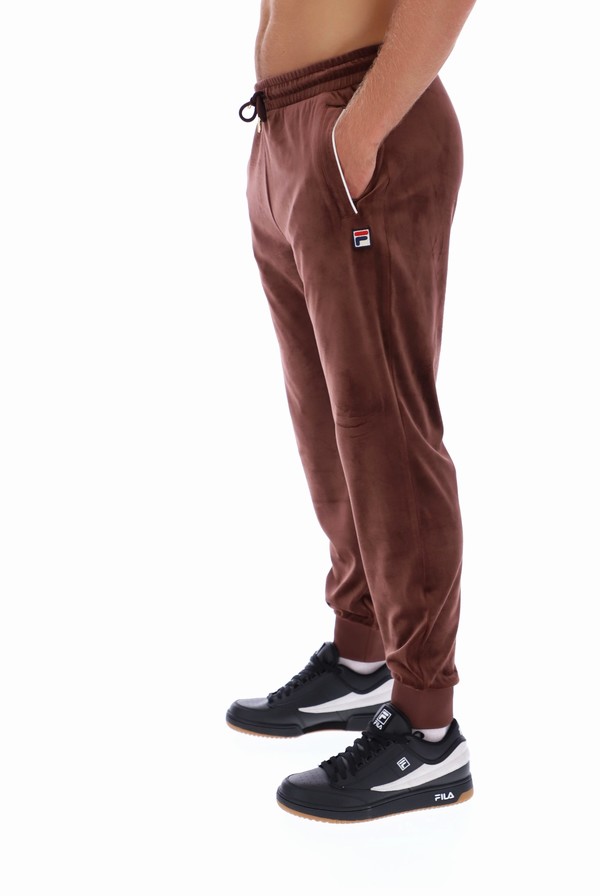 Brown / Grey Fila Lir Velour Men Bottoms | 3109EGHKQ