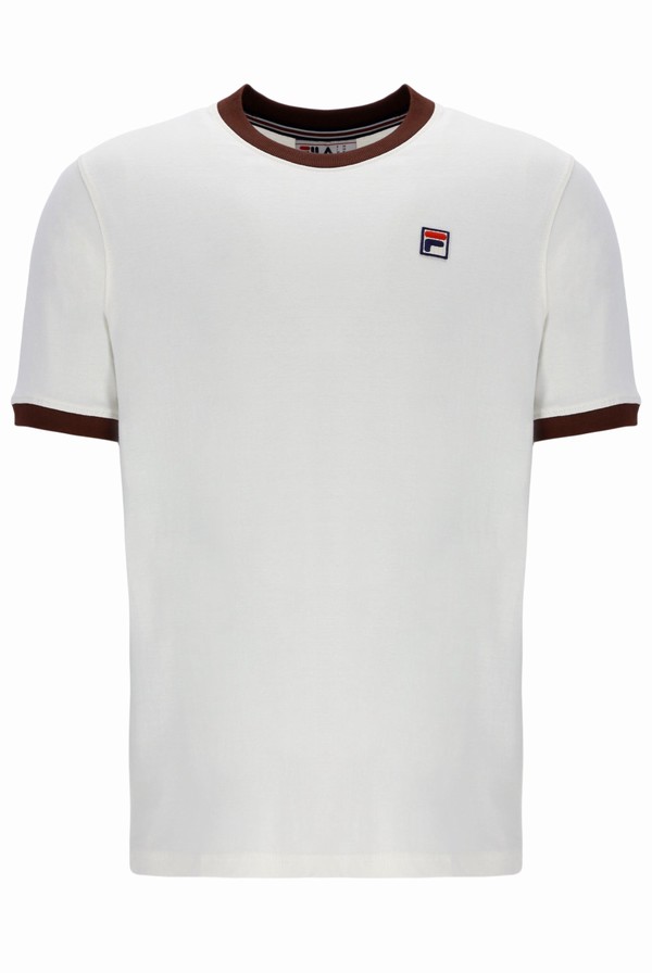 Brown / Grey Fila Marconi Essential Ringer Men T-shirts | 2918OFUPG