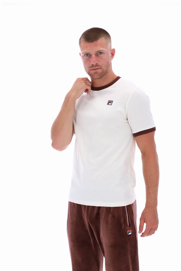 Brown / Grey Fila Marconi Essential Ringer Men T-shirts | 2918OFUPG