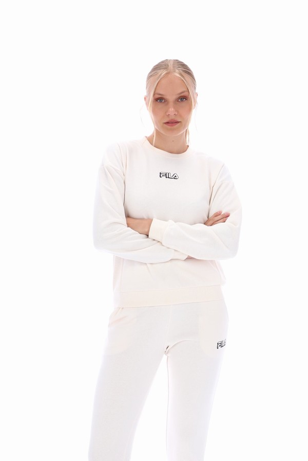 Cream Fila Adelaide Crew Women Co-ords | 3657AIBCJ