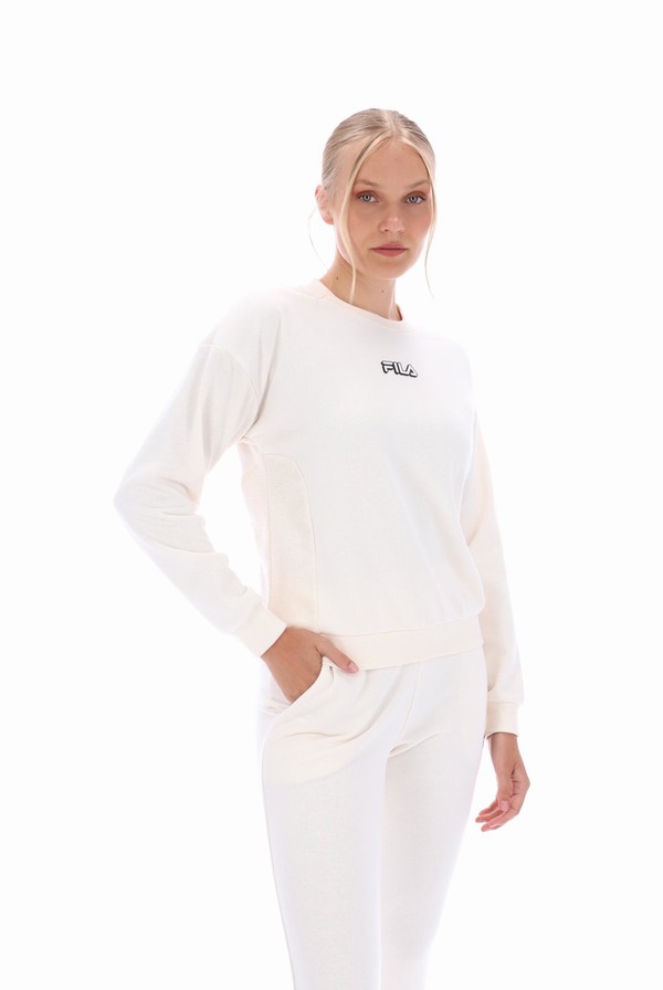 Cream Fila Adelaide Crew Women Sweatshirts | 8423NLJDP