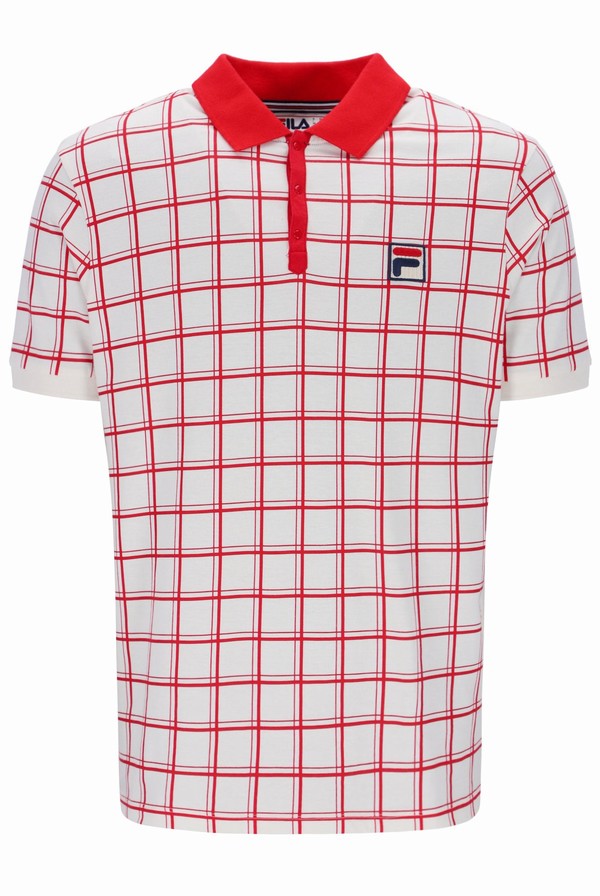 Cream Fila Bobby Check Men Polo Shirts | 2138GPYQD