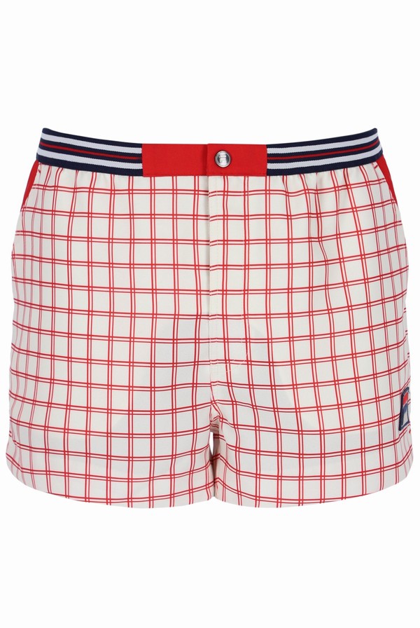 Cream Fila Brookes Check Men Shorts | 9056CHSAP