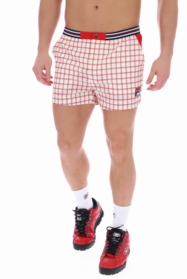 Cream Fila Brookes Check Men Shorts | 9056CHSAP