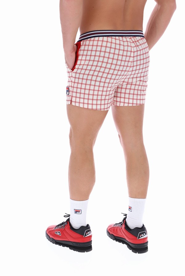 Cream Fila Brookes Check Men Shorts | 9056CHSAP